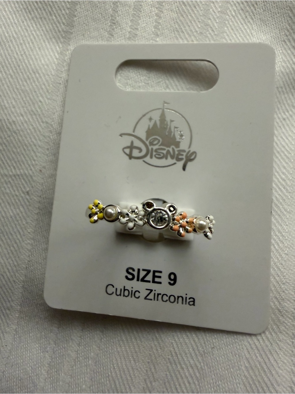 Disney mickey Floral Cubic Zirconia Ring - Size 9 - Yellow & Peach Accents